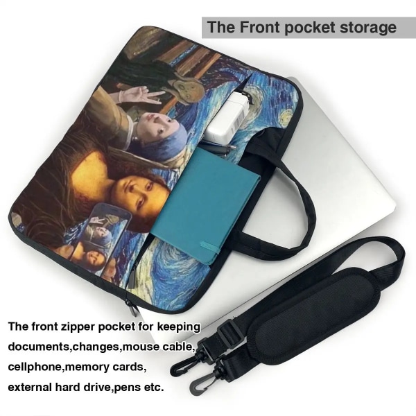 Mona Lisa Starry Night Laptopväska Selfie Van Gogh För Macbook Air Pro Acer Dell Travelmate Stötsäkert case 13 14 15 15.6 Fodral As Picture 14"