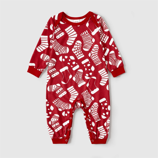 Julstrumpor Allover Print Family Matchande Röda Naia™ Pyjamasset (flammsäker) Red MenM