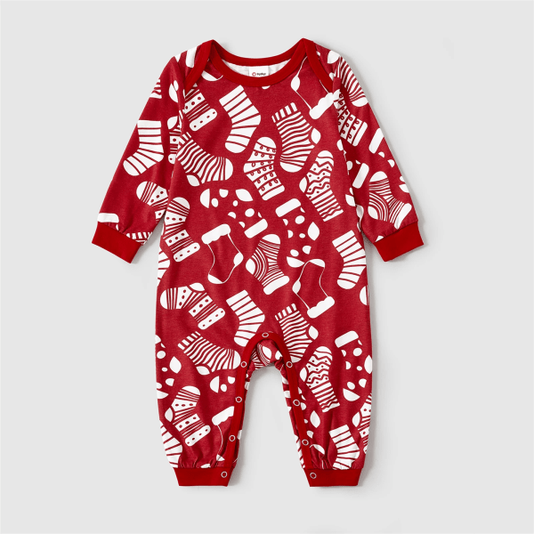 Julstrumpor Allover Print Family Matchande Röda Naia™ Pyjamasset (flammsäker) Red MenXXL
