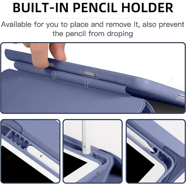 Funda case för nya iPad Pro 11 case (4:e/3:e/2:a) med pennhållare för iPad Air5 4 10.9 7:e 8:e 9:e 10,2 iPad Mini 6 case Lavender Purple Ipad mini 6 8.4 inch