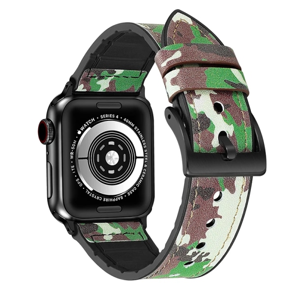 Läder Silikonrem För Apple Watch Ultra 49mm 8 7 45mm 41mm Slitstarkt Premium Armband För iwatch 6 5 4 3 SE 44mm 42mm 40mm Camouflage green For 38mm 40mm 41mm