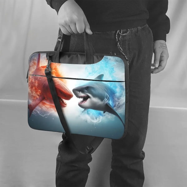 Shark Laptopväska 3d Style Yin Yang Style För Macbook Air Pro Acer Dell 13 14 15 15.6 Case Söt vattentät påse As Picture 13inch