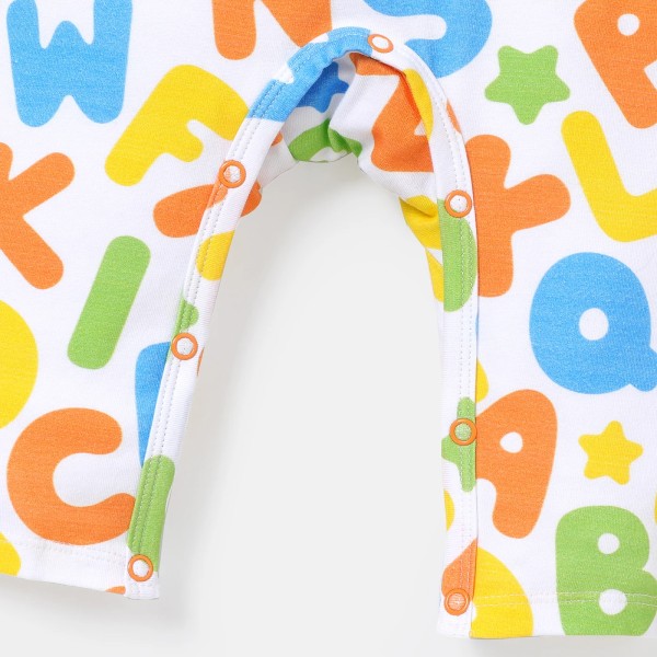 Baby Boy/Girl Bomull Allover Multi Color Letter Print Ärmlös Jumpsuit Color block 3-6 Months