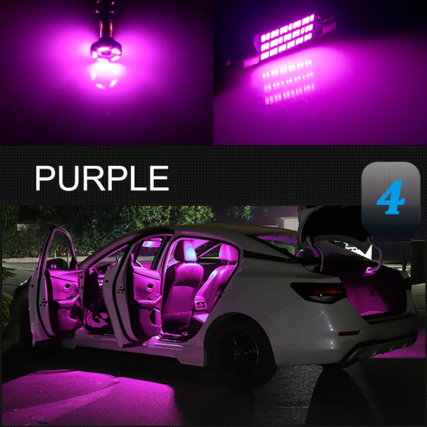 BMTxms 8PCS För Renault Clio 4 2013 2014 2015 2016 2017 2018 Tillbehör Canbus LED Interiör Trunk Light Nummerskylt Lampa Lampa PURPLE