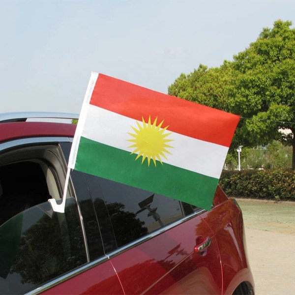 aerlxembrae 30*45cm kurdisk bilflagga kurdistan bil viftande flagga Nationell flaggbärare fanbärare viftande flagga 50pcs