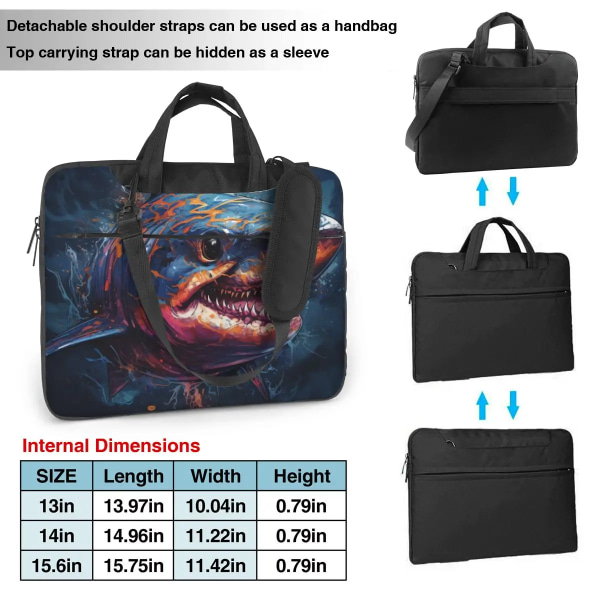 Shark Laptopväska Fantastisk Grotesque För Macbook Air Pro HP Huawei Fashion Travel Sleeve Case 13 14 15 15.6 Portföljer As Picture 13inch