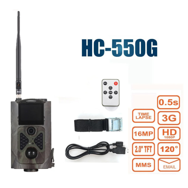 HC-550G 16MP 1080P Jaktledskamera 3G-nätverk MMS/SMTP/SMS Vidvinkel jaktledskamera för vilda djur