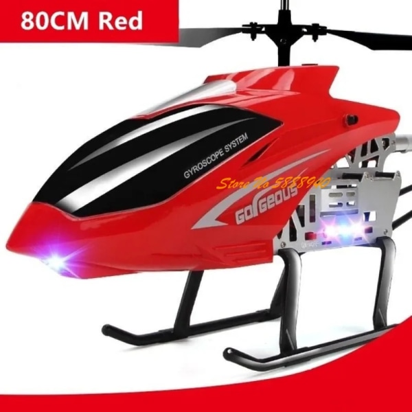 Stor 80CM RC Helikopter Modell 3,5CH Alloy Ram Anti-Fall All Body LED-lampor 150 meter Elektrisk fjärrkontroll Helikopterleksak 80CM Red2 1Battery