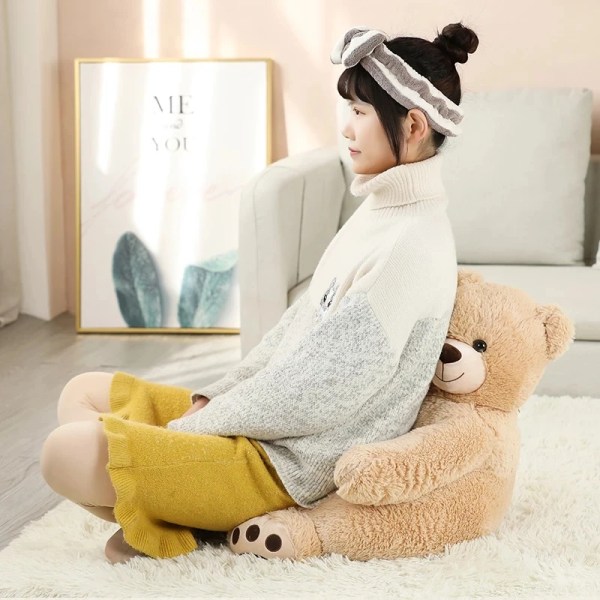 Kawaii Teddy Bear Panda Enhörning Anka Kanin Barn Soffa Stol Plyschleksaker Säte Baby Nest Sovsäng Vuxen Kudde Uppstoppad Kudde dark brown bear Outer skin cover