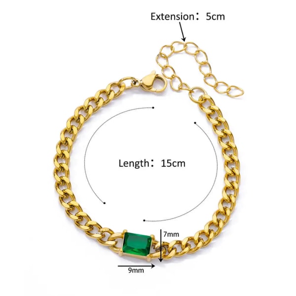 Rosa Zircon Cubic Rostfritt stål Armband För Kvinnor Guld Färg Justerbara Italienska Charm Armband Trendiga Flickor Smycken Present 20cm B1323G-4