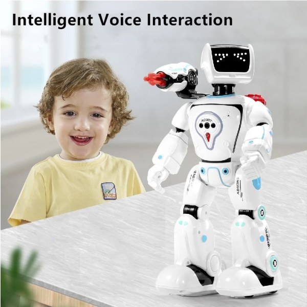 Intelligent programmering RC Robot Gest Avkänning Vattenkraft Hybrid Sång Dans Vetenskap Undervisning Röst Dialog RC-leksak för barn WHITE