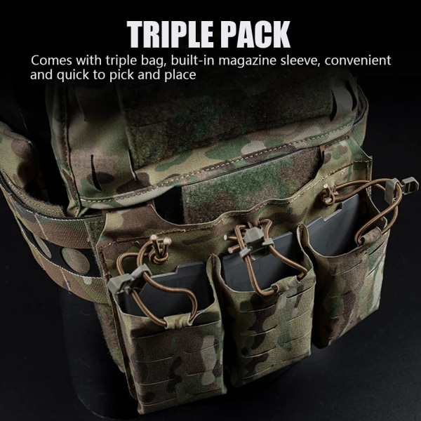 V5 PC Tactical Väst Lättvikt med Triple Magazine Poch Militärgördel PC Vattenväska Bakpanel Jaktväst Tillbehör VE-75(ACC05) BLK