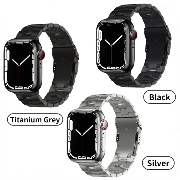 Armband av titanlegering För Apple Watch Ultra 49mm 8 7 45mm 41mm Smart klocka kedja handledsrem För watch 6 5 4 3 SE 44mm 42mm 40mm Black For Ultra 49mm