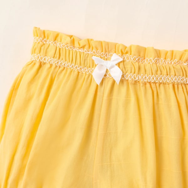 2st Baby Girl 100% bomull Allover blommönster med print linne och shorts set Yellow 18-24Months