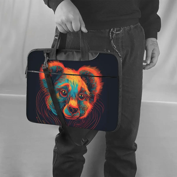 Koala Laptopväska Psychedelic Lines Porträtt För Macbook Air Pro Xiaomi Lenovo Asus 13 14 15 15.6 Case Vattentät påse As Picture 14inch