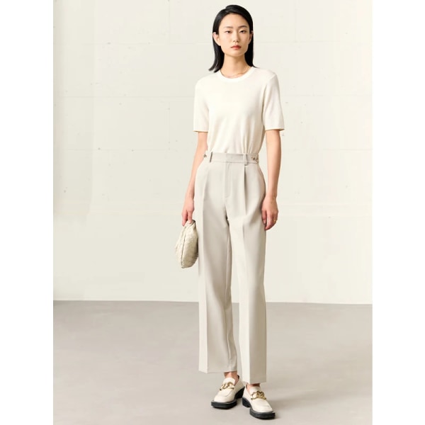 Minimalism Raka Dambyxor Kontor Dam 2023 Sommar Ny Casual Solid Svart Mångsidig Kvinnlig Kläder Vestido 72341022 apricot L