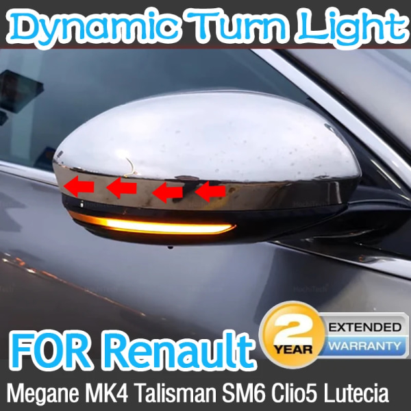 Dynamiskt blinkljus för Renault Megane IV MK4 Talisman Clio V 5 Lutecia Sidobackspegel Blinkers