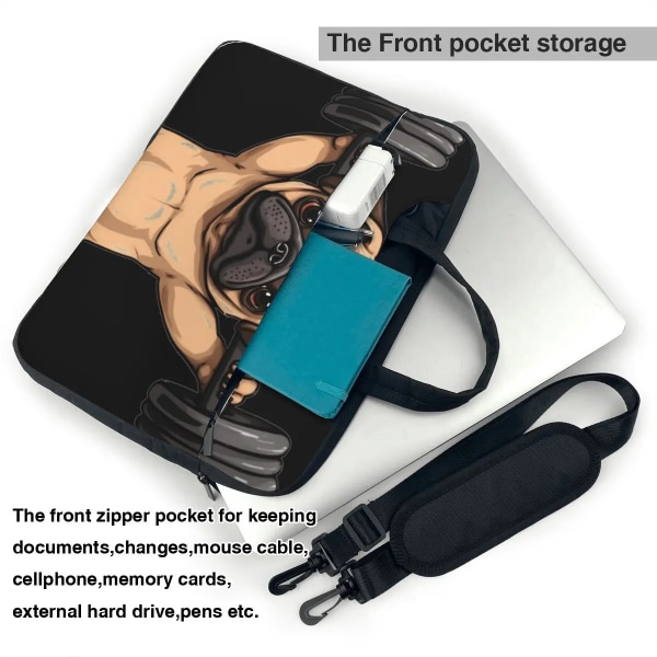 Laptopväska Sleeve Case Mops Tyngdlyftning Bärbar Notebook-väska Roligt djur för Macbook Air Pro 14 15 15,6 Print datorväska As Picture 14inch