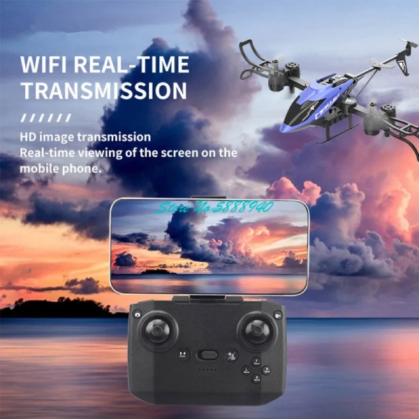 Intelligent höjdinställning Vikbar WIFI FPV RC Helikopter 2.4G 4K HD-kamera 2-axlig Arm Fighter Form Fjärrkontroll Helikopter Blue 4K 3B