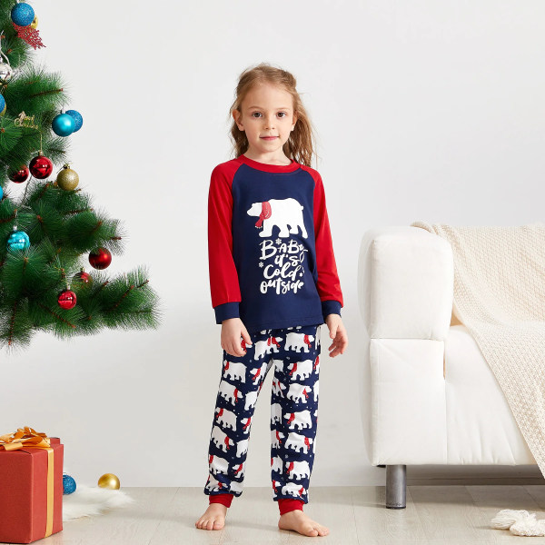 Mosaik Familj Matchande Isbjörn Djur Pyjamas Set Family Look Party Pyjamas Set Jul Långärmad Pyjamas Dark blue Women S