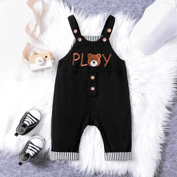 Baby Boy Mönster Jumpsuit med hängande rem Black 6-9Months