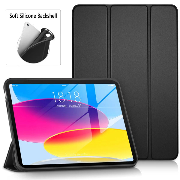 Case för Apple iPad Pro 9.7 10.5 11 2016 2017 2018 2020 2021 2022 2:e 3:e generationens Trifold Magnetic Flip Smart Cover iPad Pro 11 2021 Black Soft Case
