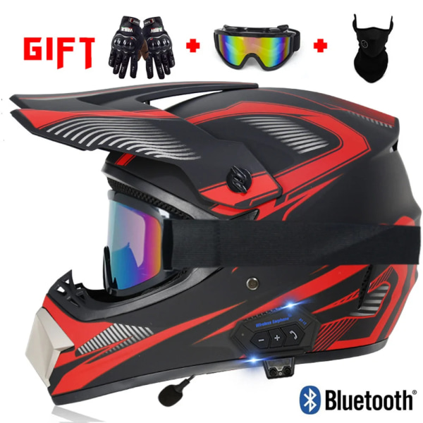 Motorcykel terränghjälm med Bluetooth Motorcykeltillbehör ATV Dirt DH Racing Motorcrosshjälmar för män Multiventilation M M