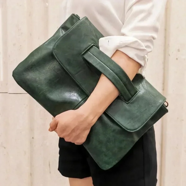 Kvinnor Clutches PU-läder Crossbody-väskor för kvinnlig axelväska Laptopväska för Macbook-väska Väska Stor damhandväska Green