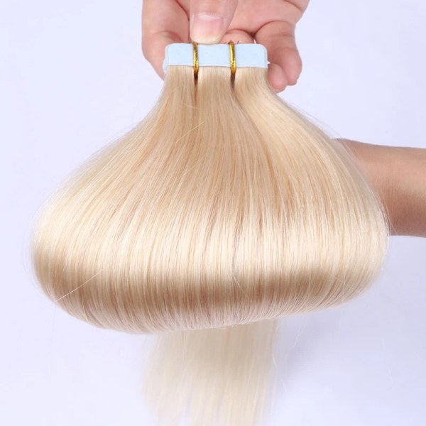 Blond hud Inslag Remy Människohår Rak Tejp In Extension Remy Hair Dubbelsidig Tejp Hår 16" 18" 20" 22" 24" 20st #1B 20 inches