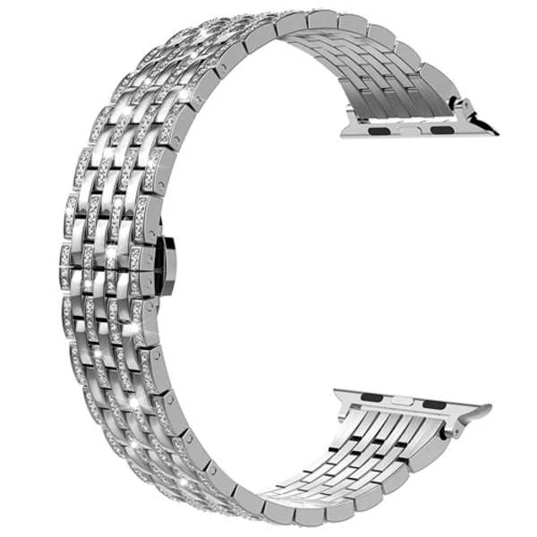 Lyxigt rostfritt stål diamantmetallband för Apple Watch 42mm 40mm 44mm 41mm 45mm 49mm för iwatch series 8 7 6 5 4 3 2 SE-rem Silver iWatch Ultra 49mm