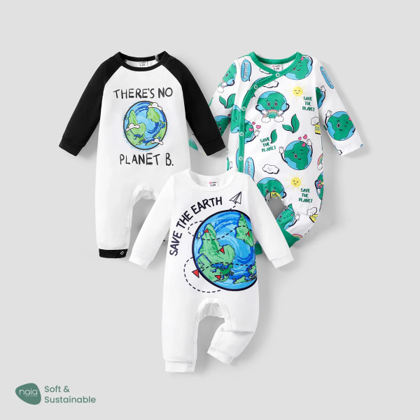 Baby Pojke/Flicka Naia Miljöteman Print Långärmad Jumpsuit White 3-6Months