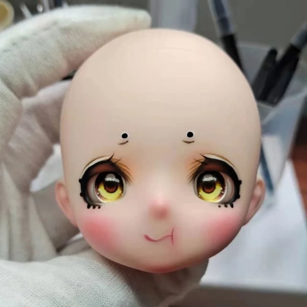28cm Anime dockhuvud med smink 1/6 Bjd Tillbehör 3D-ögon Söt dockhuvud Flickor Klä upp leksaker ANu