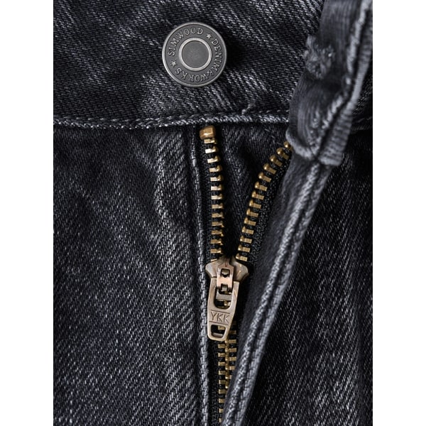 Hög standard 2023 Höst Vinter Nytt 15.02oz Tungvikt lösa raka jeans Herr Plus Size jeansbyxor Charcoal Black 29 REC 58-62.5KG