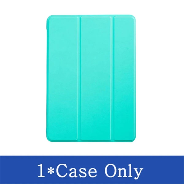 Case för iPad 2 3 4 5 6 7 8 9 9.7 10.2 5:e 6:e 7:e 8:e 9:e generationens Trifold Stand Magnetic Smart Cover + Härdat glas Mint Green iPad 8th 2020