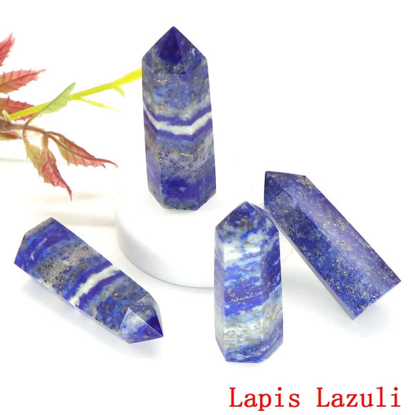 Point Tower Wand Naturstenar Ametist Kristall Polerad Reiki Healing Energi Malm Mineral Feng Shui Hantverk Heminredning Partihandel Lapis Lazuli 5pc