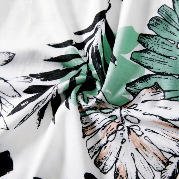 Familjematchande print med bältesklänningar och linneuppsättningar GrayGreen MenXXL