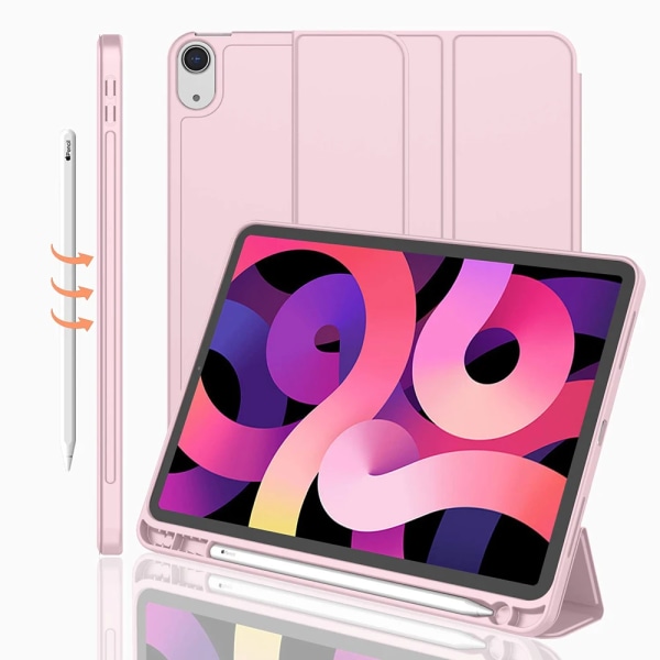 Med pennhållare Case iPad Air 5th Generation 2022 Case / iPad Air 4th Case 10,9 case för iPad Air 5th Air 4th Gen Pink iPad 9.7 2017 2018