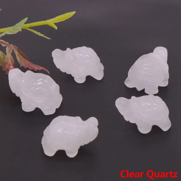 1" Mini Turtle Sköldpadda Naturstenar Helande Kristaller snidade djurfigurer Hantverk DIY-smycken Heminredning Prydnadsföremål Partihandel Clear Quartz 20pcs