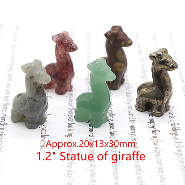 Blanda Naturlig Djurstaty Healing Kristall Äppelväxt Statyett Pärla snidade Ängel Wicca Hantverk Dekor Partihandel Lot 10st per set giraffe 1.2inch