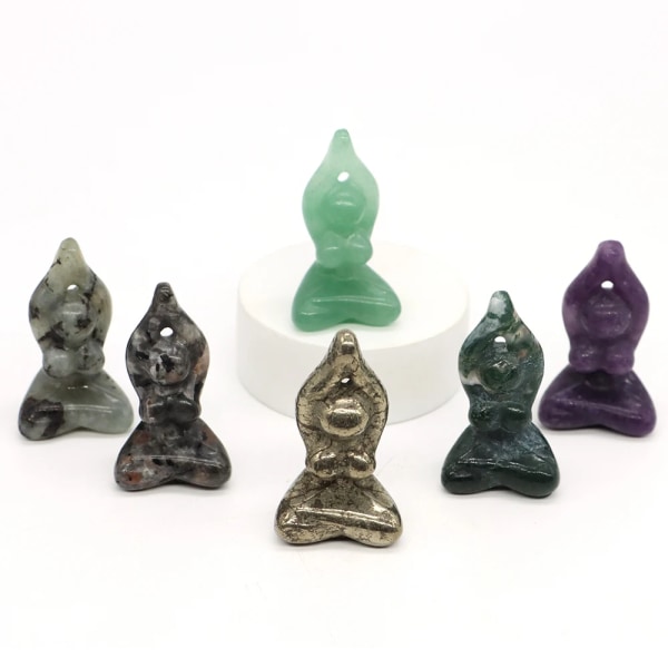 Yogagudinnastaty för sovrumsinredning Naturlig läkning Kristallsniden Abstrakt konsthantverk Reiki Meditationsfigur Partihandel 1,5" Black Obsidian 10pcs