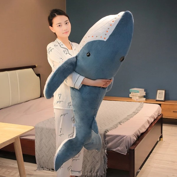 100 cm stor simulering valplysch leksak fyllda mjuka hammarhajar Sovkudde Soffa Kudde Havsdjur leksaker för barn Flickor blue whale 55cm