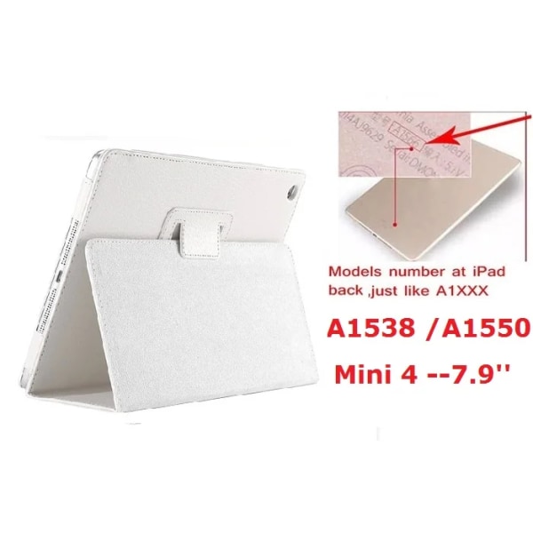 7,9'' Folio Stand Coque för iPad mini 4 Case A1538 A1550 Magnetic Smart Flip PU Läder Funda för iPad mini 4Cover Kickstand mini4 7.9in A1538 White