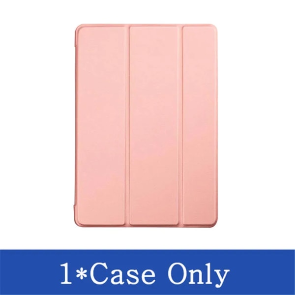 Case för iPad 2 3 4 5 6 7 8 9 9.7 10.2 5:e 6:e 7:e 8:e 9:e generationens Trifold Stand Magnetic Smart Cover + Härdat glas Rose Gold iPad 5th 2017