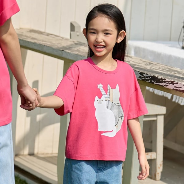 Barn T-shirts Flickor T-shirt 2023 Sommar Mamma och dotter Matchande kläder Familj T-shirts Printed Toppar Barnkläder 22342043 Pink Kid 155 cm