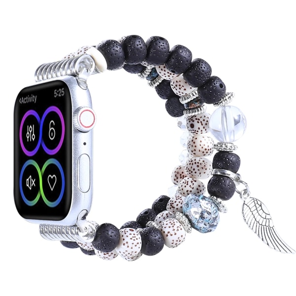 Smycken pärlband för Apple watch Ultra 49mm 8 7 45mm 41mm Dammode smart watch armband För iwatch 6 5 3 SE 40/42/44mm Black white For 38mm 40mm 41mm