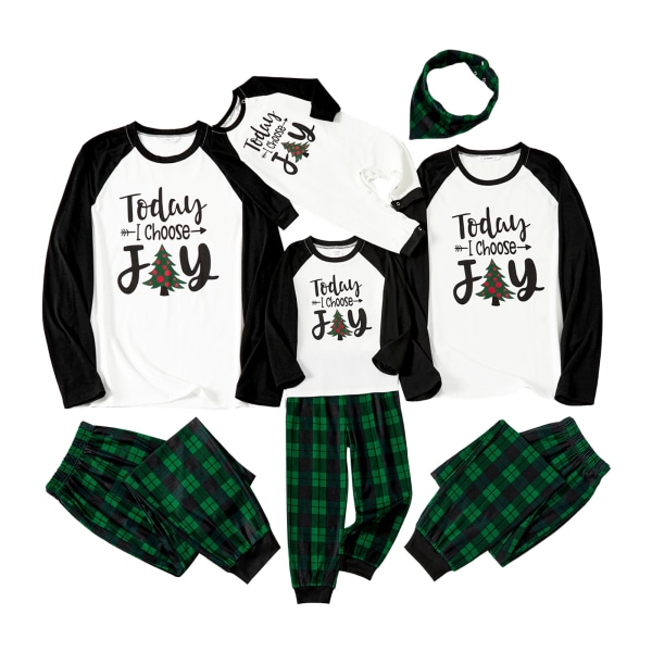 Julfamiljsmatchande bokstäver och print Långärmade pyjamasset (flammsäker) Green Men L