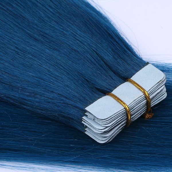 Remy Human Hair Tape Extensions 16" 18" 20" 22" 24" Skin Weft Sömlös europeisk hårtejp Hår för salongshår 20st #1B 20 inches