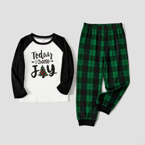 Julfamiljsmatchande bokstäver och print Långärmade pyjamasset (flammsäker) Green Men L