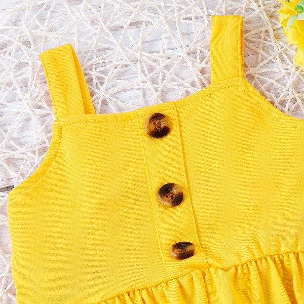 2st Baby Girl Solid, volanger linne och solros- och print utsvängda set Yellow 18-24Months