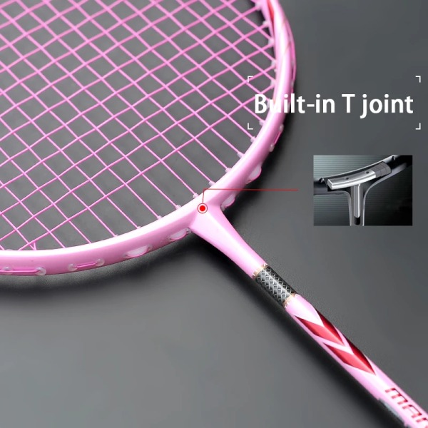 Hög kvalitet 3 färger 100 % helkolfiber badmintonracket Lättvikt 5U 77G 20-32LBS Professionell offensiv rackettränad Black